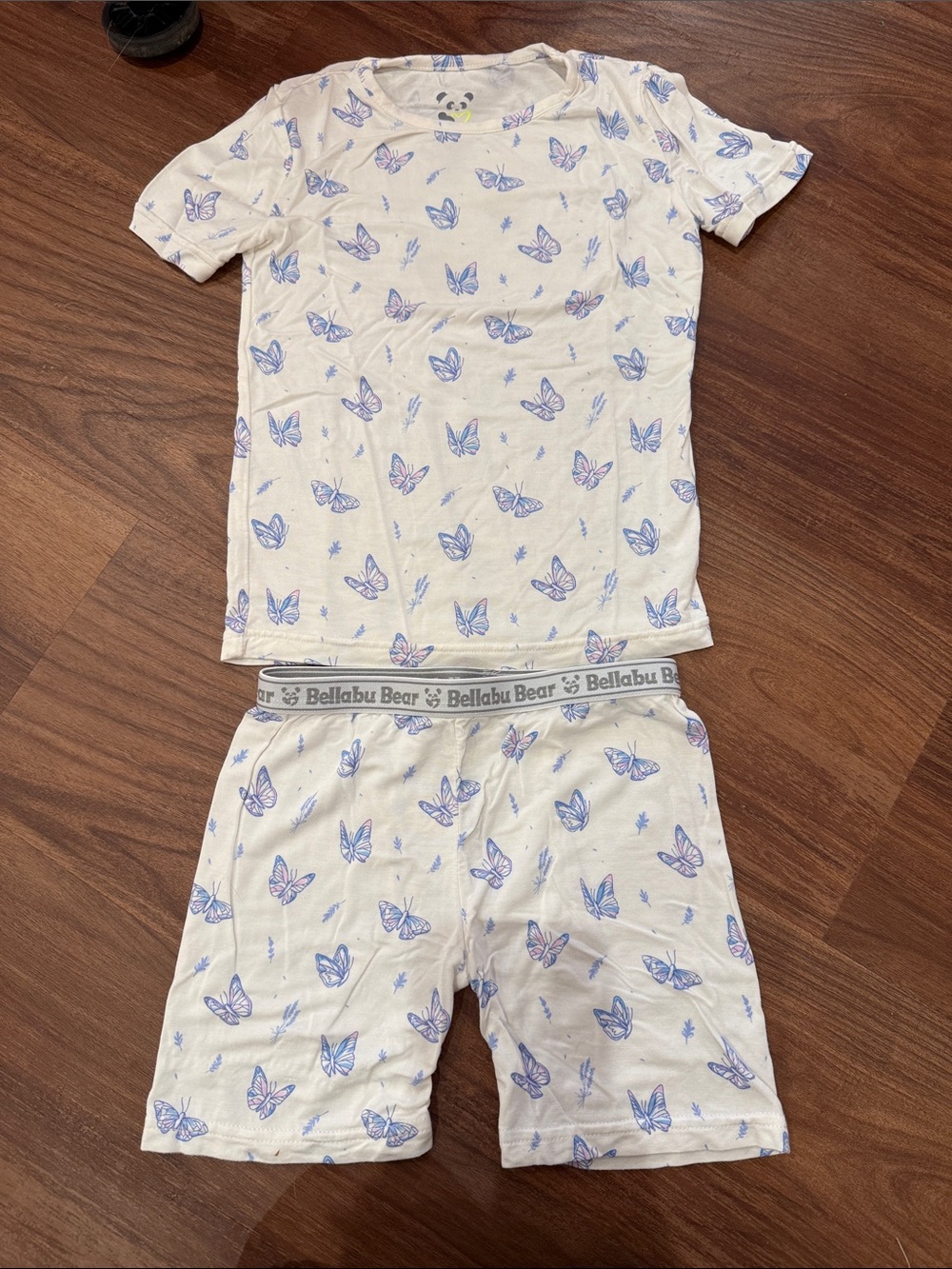 Bellabu Bear Kids White Butterfly Short Pajama Set